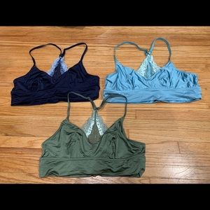 Soft Satin Lace Aerie Bralette Lot of 3